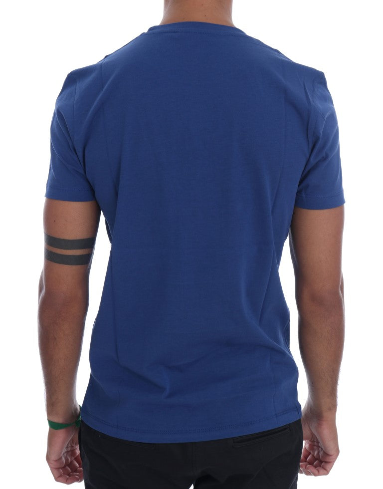 Frankie Morello Blaues Baumwoll-RIDERS T-Shirt mit Rundhalsausschnitt