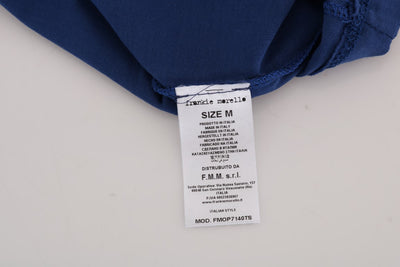 Frankie Morello Blaues Baumwoll-RIDERS T-Shirt mit Rundhalsausschnitt