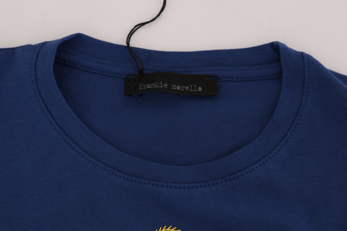 Frankie Morello Blaues Baumwoll-RIDERS T-Shirt mit Rundhalsausschnitt