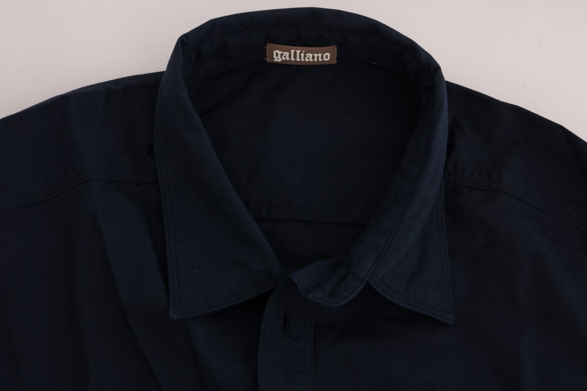 John Galliano Blaues Freizeithemd aus Baumwolle mit langen Ärmeln