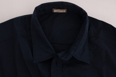 John Galliano Blaues Freizeithemd aus Baumwolle mit langen Ärmeln