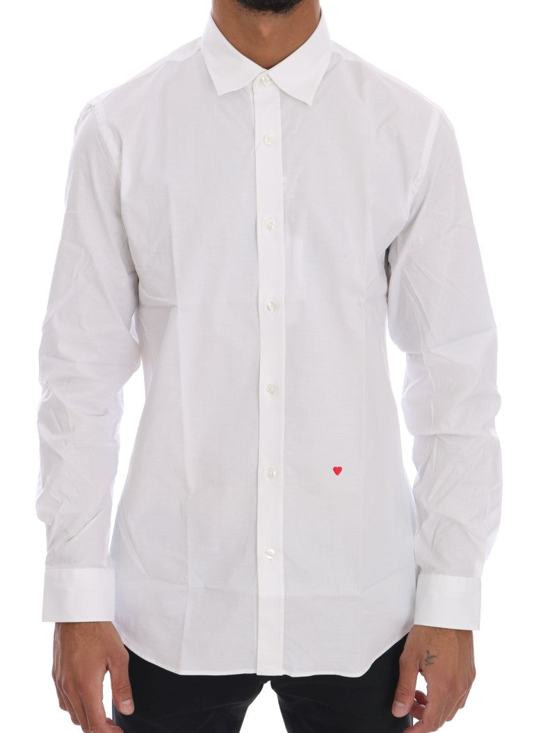 Moschino Weißes Baumwoll-Stretch-Hemd mit schmaler Passform