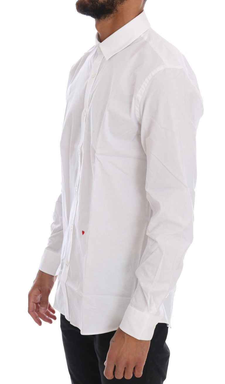 Moschino Weißes Baumwoll-Stretch-Hemd mit schmaler Passform