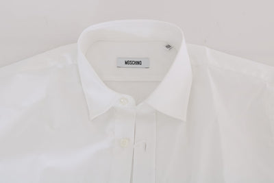 Moschino Weißes Baumwoll-Stretch-Hemd mit schmaler Passform