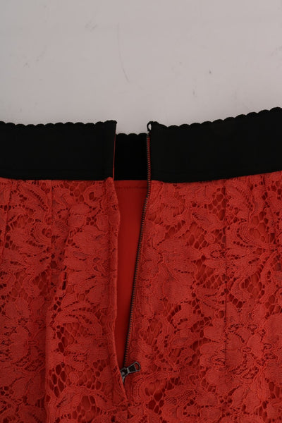 Dolce & Gabbana Orange Makramee-Spitzen-Bleistiftrock