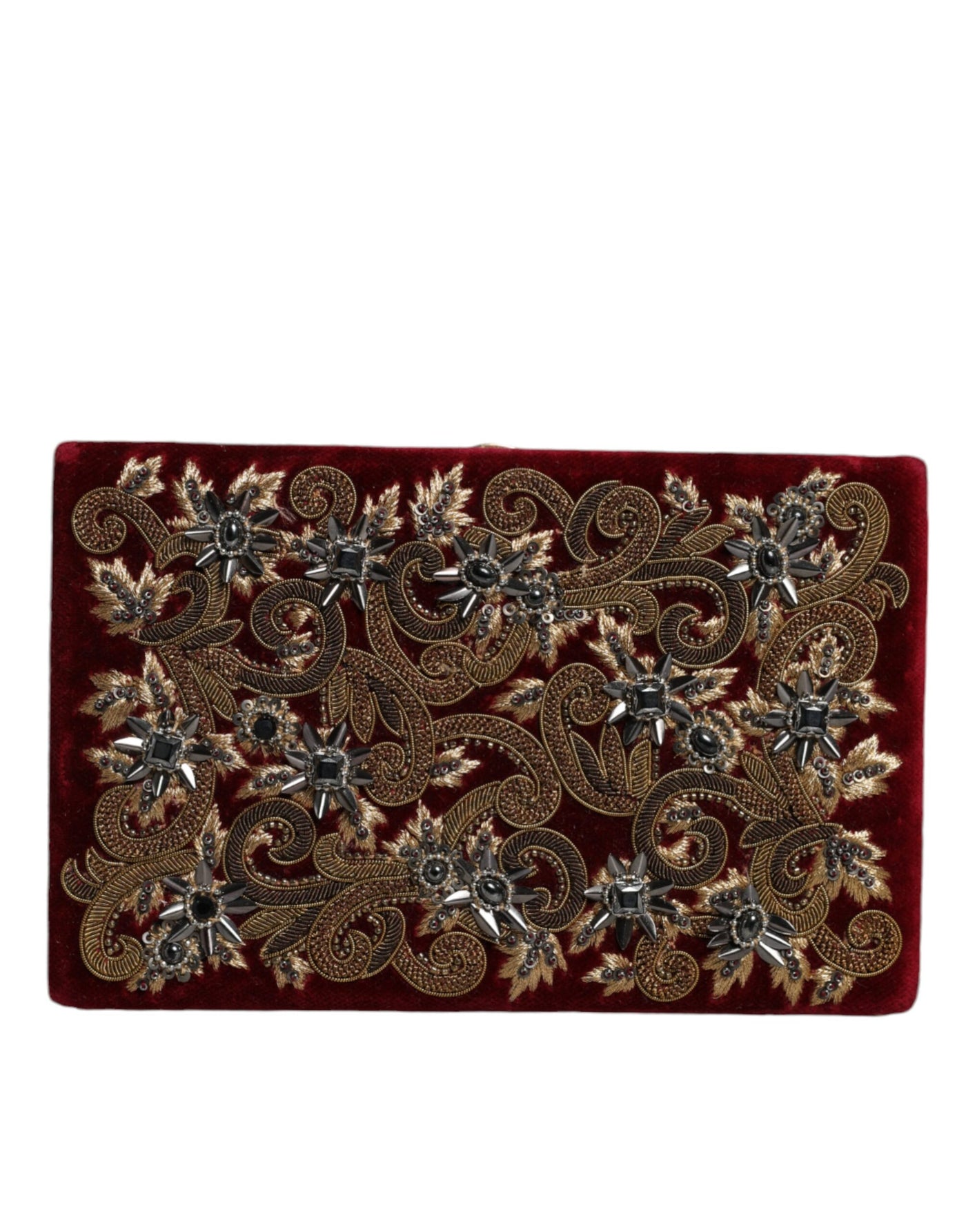 Dolce & Gabbana Rot Samt Gold Rahmen Kupplung Abend Party Handtasche