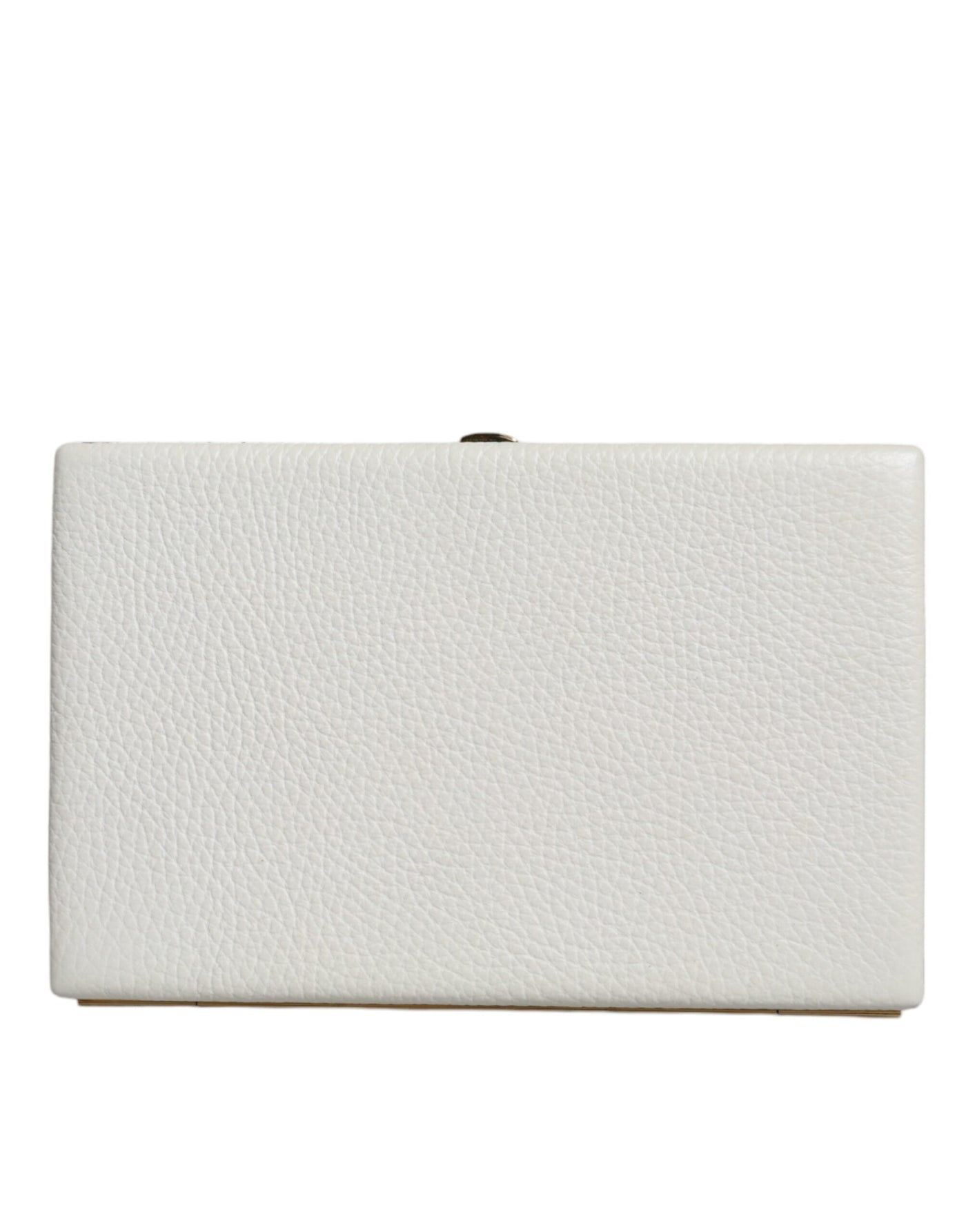 Dolce & Gabbana Weißes Leder Goldrahmen Clutch Abend Party Handtasche