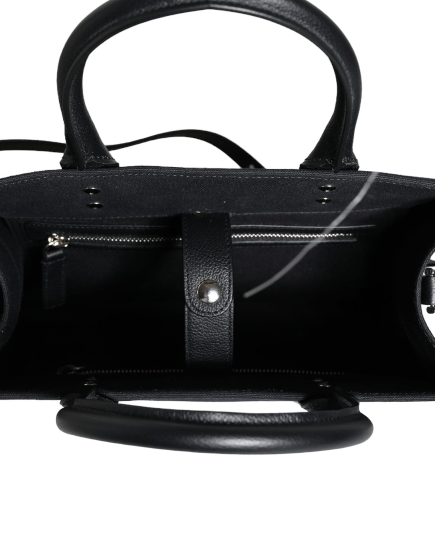 Versace Schwarze Top Handle Canvas Leder Logo Crossbody Tote Bag