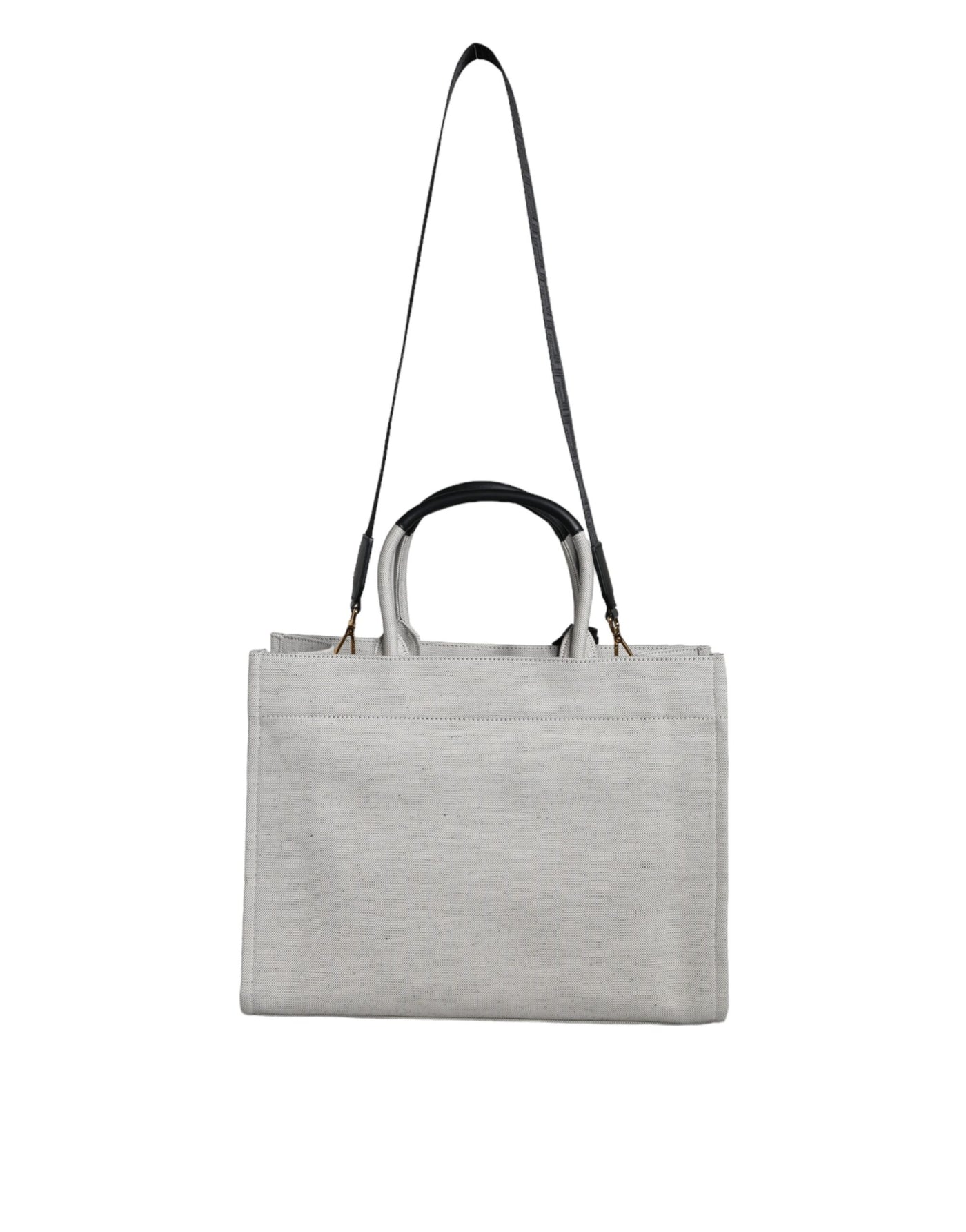 Versace Weiße Top Handle Canvas Leder Logo Crossbody Tote Bag