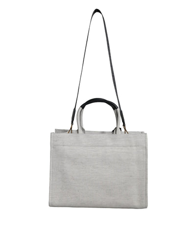 Versace Weiße Top Handle Canvas Leder Logo Crossbody Tote Bag