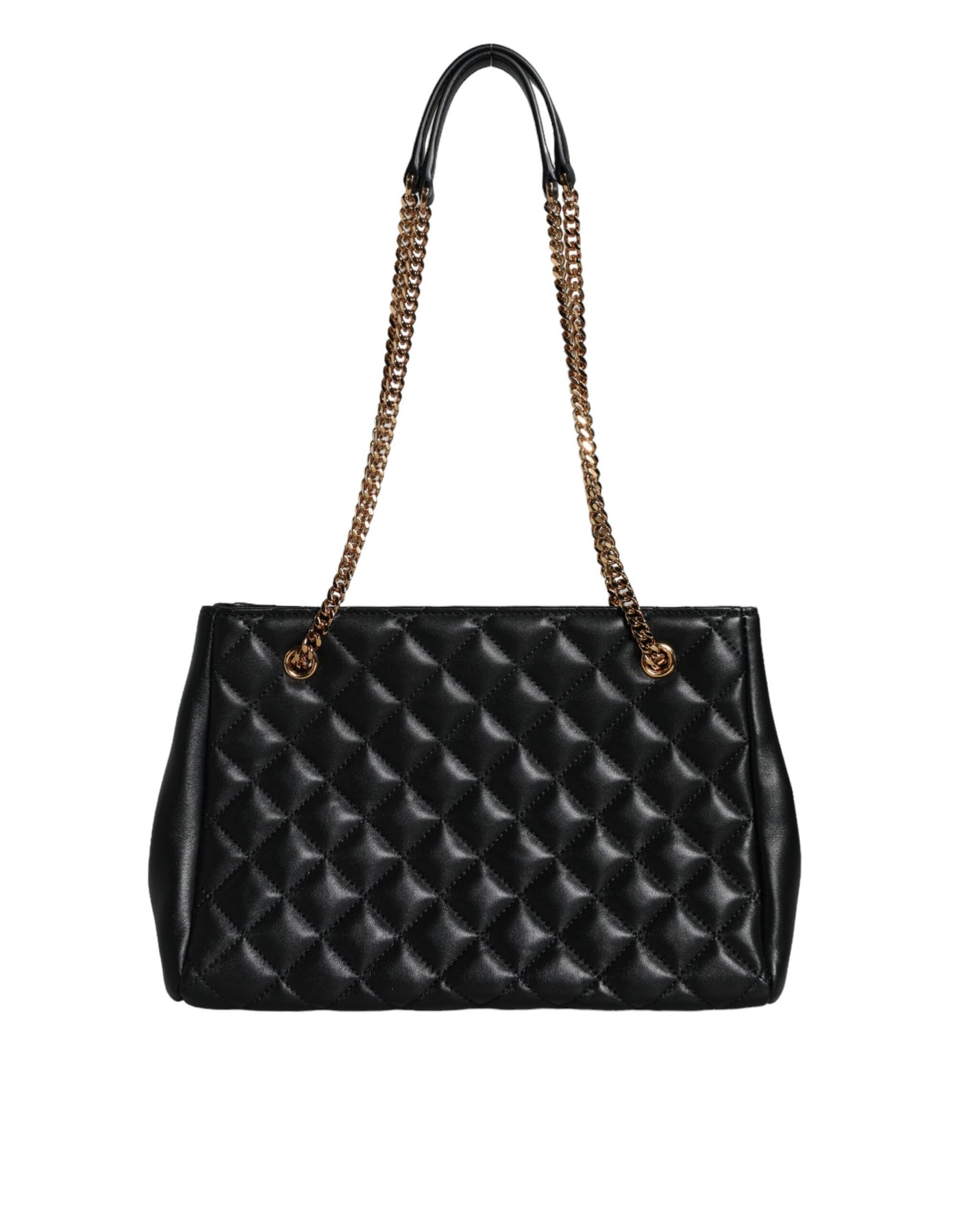 Versace Schwarze gesteppte Nappaleder-Schultertasche mit Kettenriemen