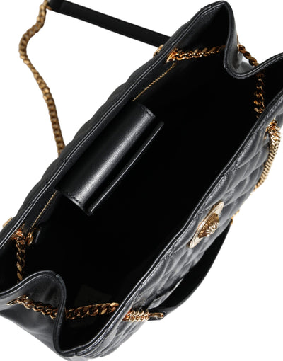 Versace Schwarze gesteppte Nappaleder-Schultertasche mit Kettenriemen