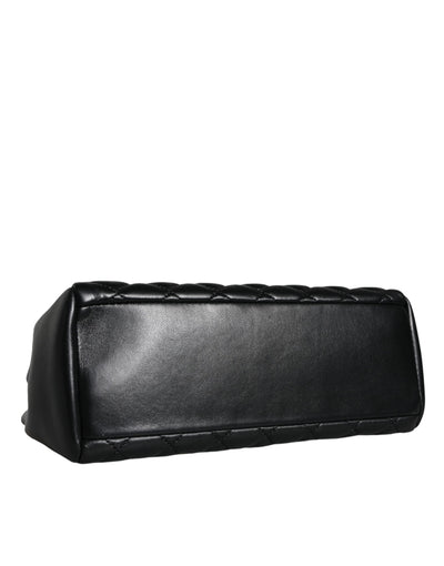 Versace Schwarze gesteppte Nappaleder-Schultertasche mit Kettenriemen