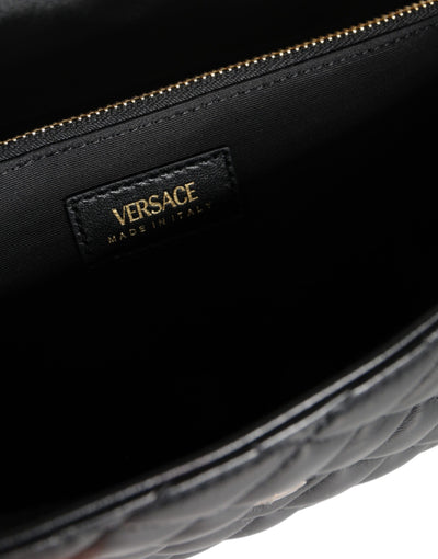 Versace Schwarze gesteppte Nappaleder Crossbody Umhängetasche