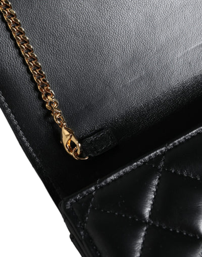 Versace Schwarze gesteppte Nappaleder Crossbody Umhängetasche