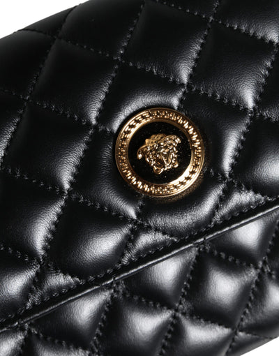 Versace Schwarze gesteppte Nappaleder Crossbody Umhängetasche