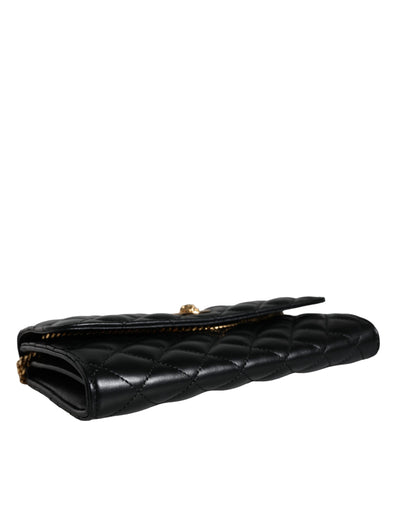 Versace Schwarze gesteppte Nappaleder Crossbody Umhängetasche