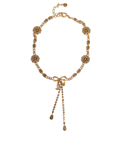 Dolce & Gabbana Goldfarbener, kristallverzierter Messinggürtel