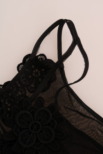 Dolce & Gabbana Schwarzes Seiden-Spitzen-Chemise-Kleid