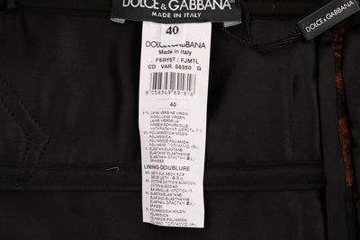 Dolce & Gabbana Schwarzbraunes Kleid aus geblümtem Brokat in A-Linie
