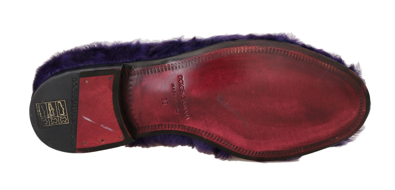 Dolce & Gabbana Lila Schafspelz Leder Loafers