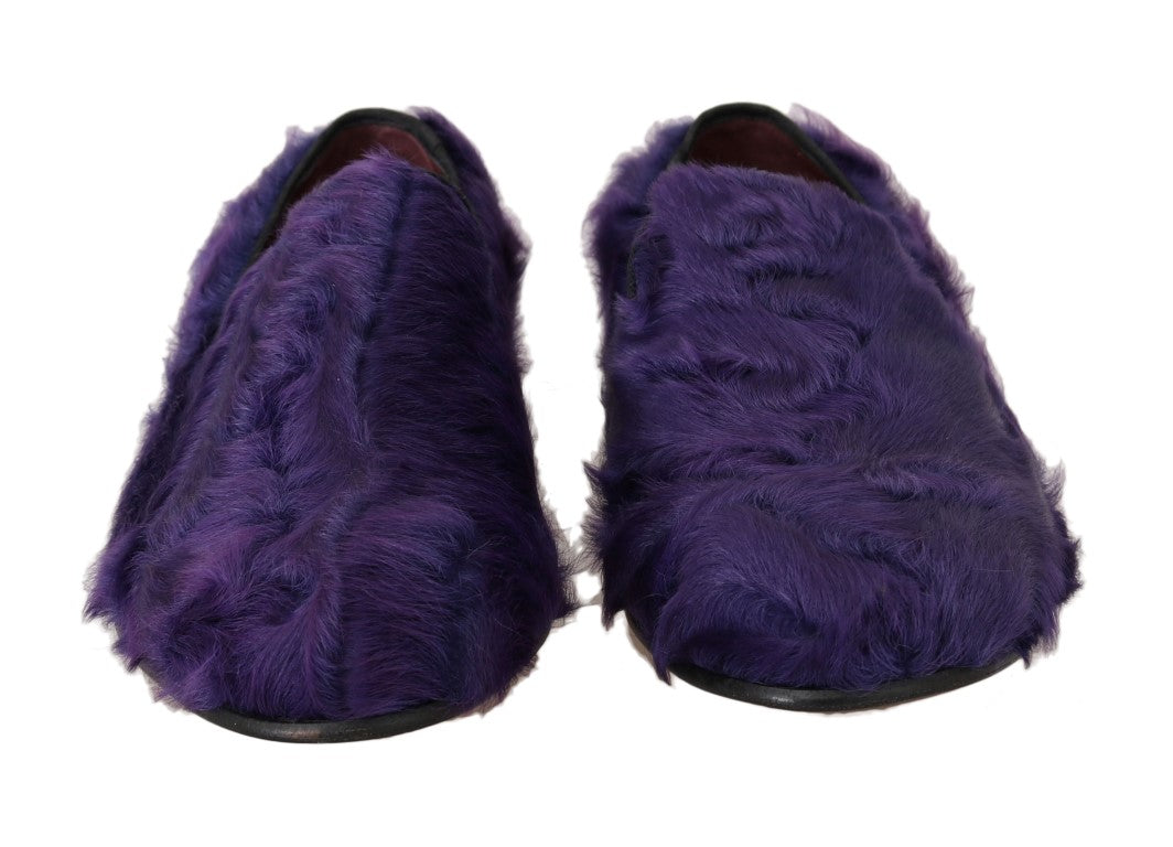 Dolce & Gabbana Lila Schafspelz Leder Loafers