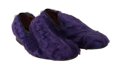 Dolce & Gabbana Lila Schafspelz Leder Loafers