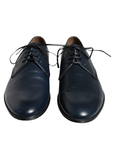Dolce & Gabbana Marineblaue Leder Derby Kleid Formelle Schuhe