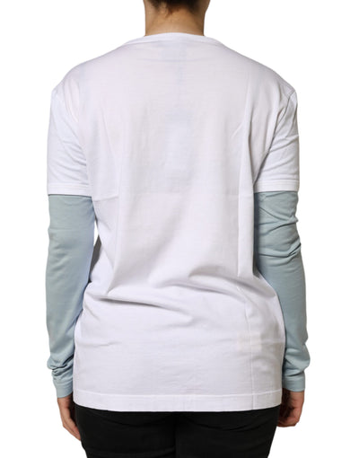 Dolce & Gabbana Weißes T-Shirt mit Rundhalsausschnitt und Logodruck aus Baumwolle