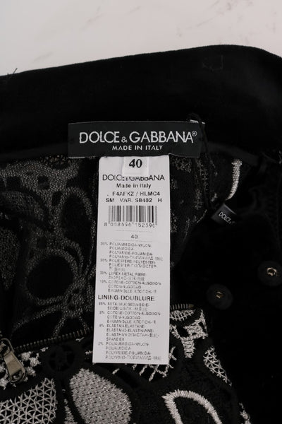 Dolce & Gabbana Floraler Makramee-Spitzen-Kristall-Knopf-Rock