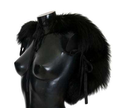 Dolce & Gabbana Schwarzer Silberfuchs-Pelzschal
