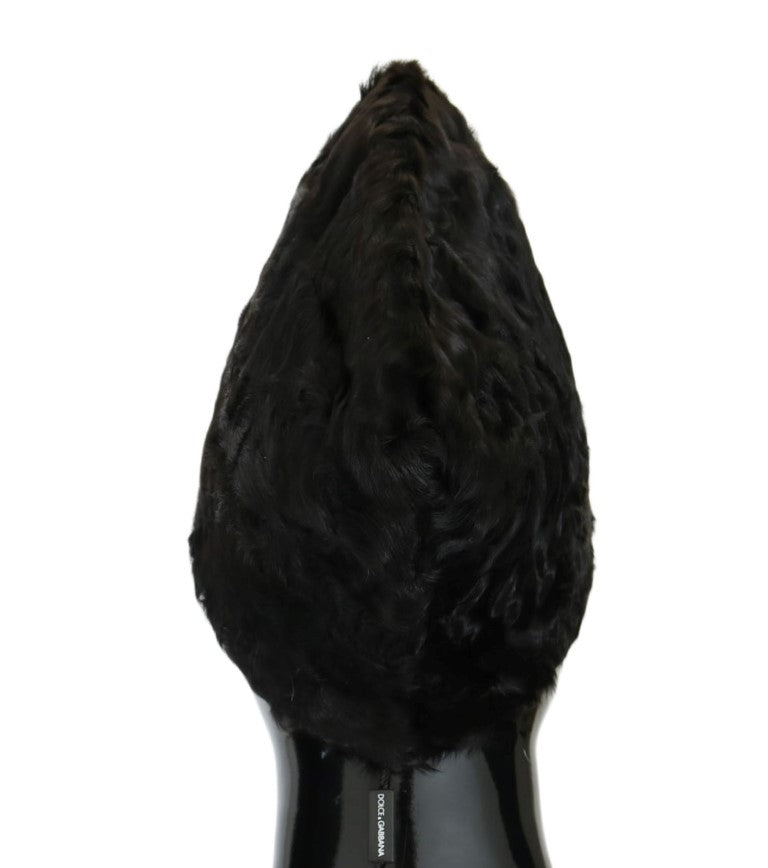Dolce & Gabbana Schwarze Xiangao Lammfell-Mütze
