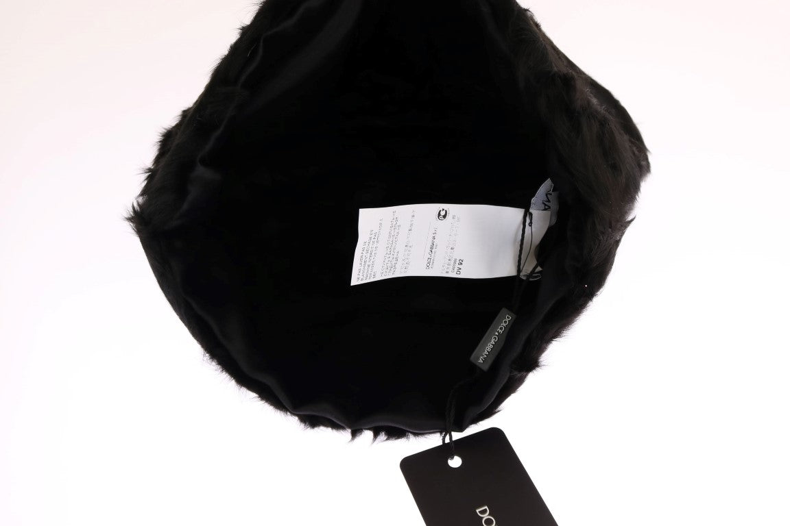 Dolce & Gabbana Schwarze Xiangao Lammfell-Mütze