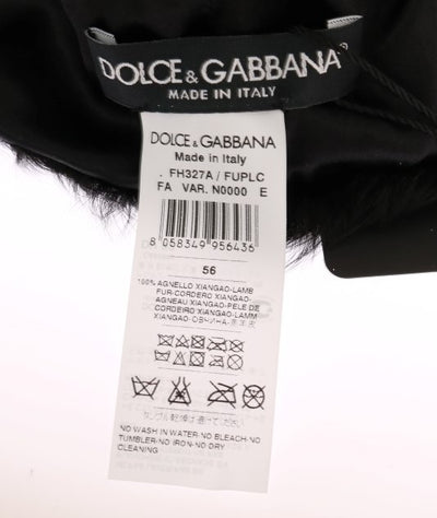 Dolce & Gabbana Schwarze Xiangao Lammfell-Mütze