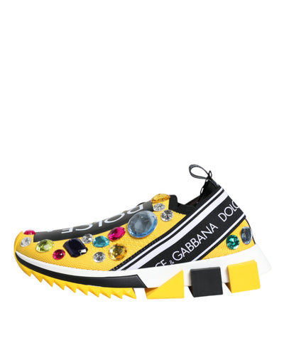 Dolce & Gabbana Gelb Sorrento Kristalle Low Top Turnschuhe Schuhe
