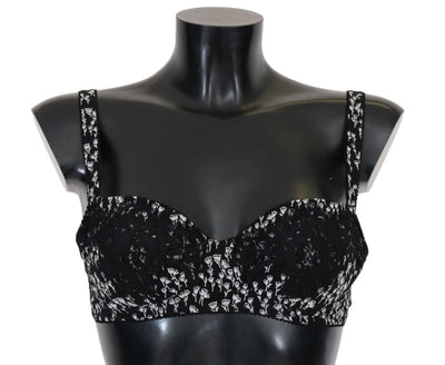 Dolce & Gabbana Schwarz Seide Weiß Spitze Stretch Unterwäsche BH