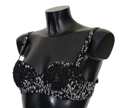 Dolce & Gabbana Schwarz Seide Weiß Spitze Stretch Unterwäsche BH