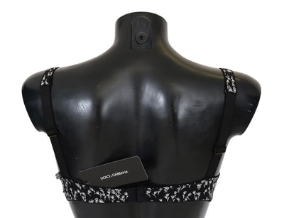 Dolce & Gabbana Schwarz Seide Weiß Spitze Stretch Unterwäsche BH