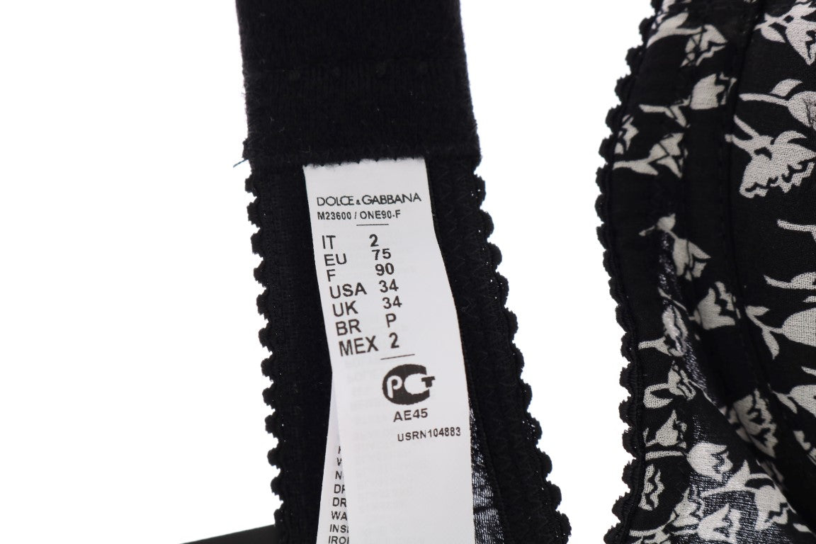 Dolce & Gabbana Schwarz Seide Weiß Spitze Stretch Unterwäsche BH