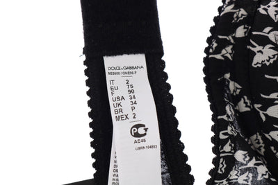 Dolce & Gabbana Schwarz Seide Weiß Spitze Stretch Unterwäsche BH