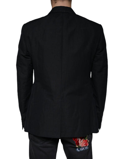 Dolce & Gabbana Schwarzer doppelreihiger Kleiderblazer aus Leinen