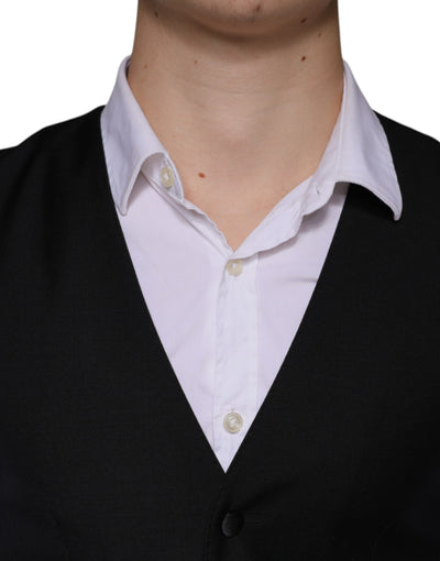Dolce & Gabbana Schwarze Wollweste Kleid Formelle Weste