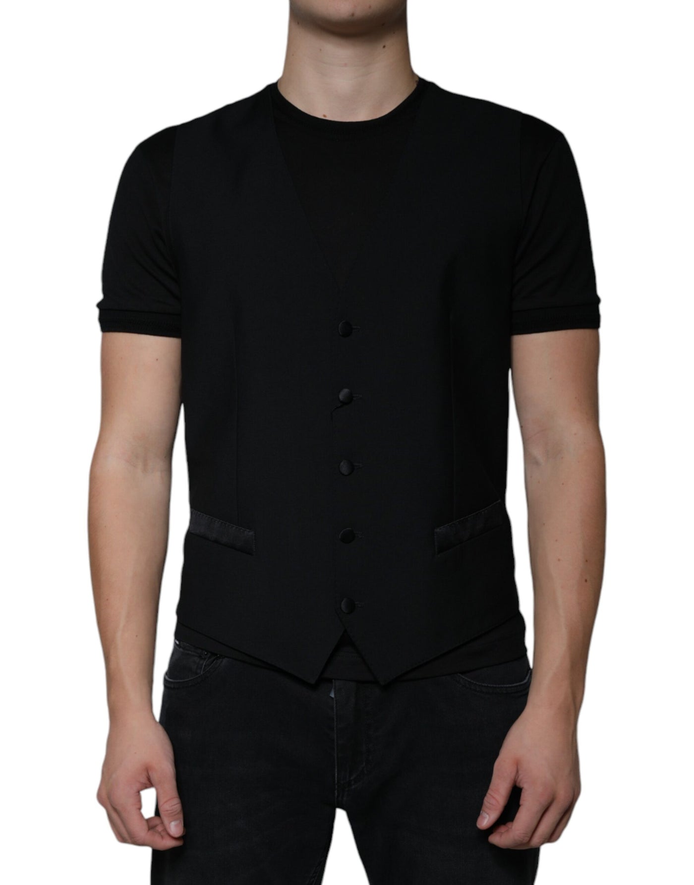 Dolce & Gabbana Schwarz Wolle Formal Dress Männer Weste Weste