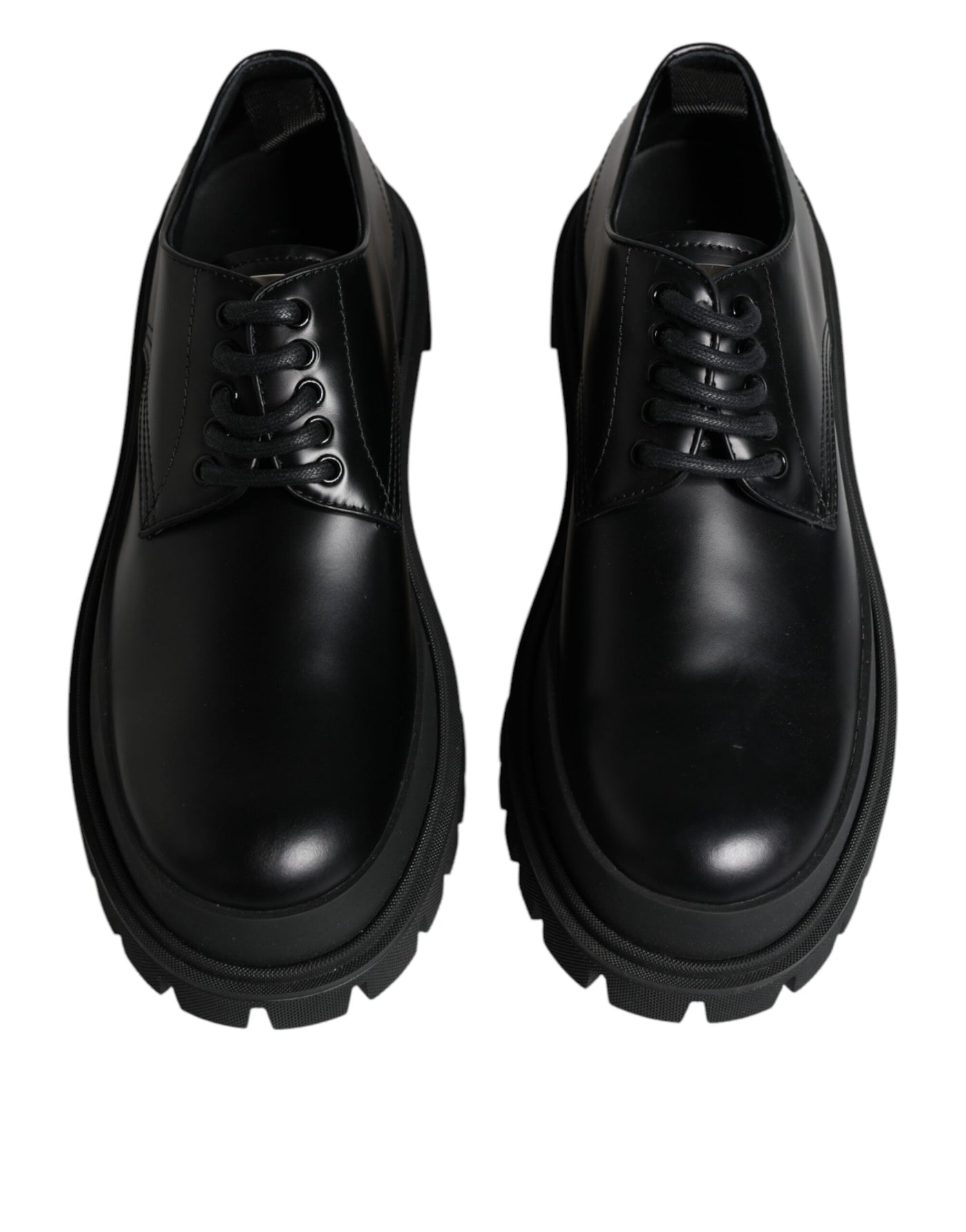 Dolce & Gabbana Schwarze Leder-Schnürschuhe für Trekking-Anzüge