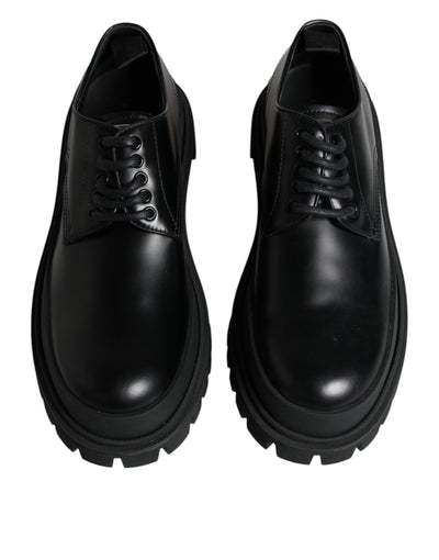 Dolce & Gabbana Schwarze Leder-Schnürschuhe für Trekking-Anzüge