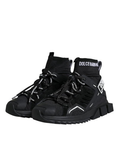 Dolce & Gabbana Schwarz Sorrento Socken Logo Turnschuhe Schuhe