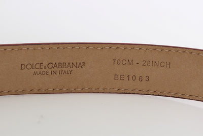 Dolce & Gabbana Rosa Polka-Schlangenhaut Gürtel mit Silberschnalle