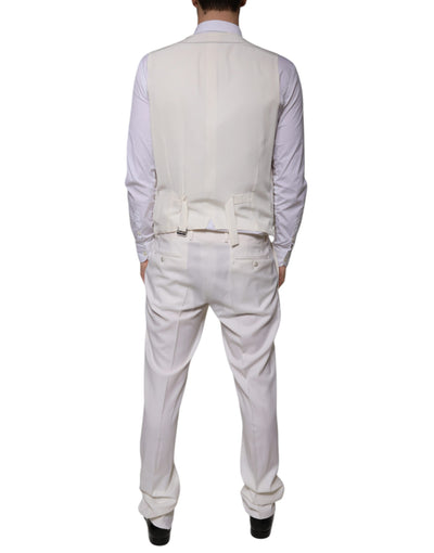 Dolce & Gabbana Weißer SlimFit-Anzug aus Wolle und Seide, 3 Teile, formell