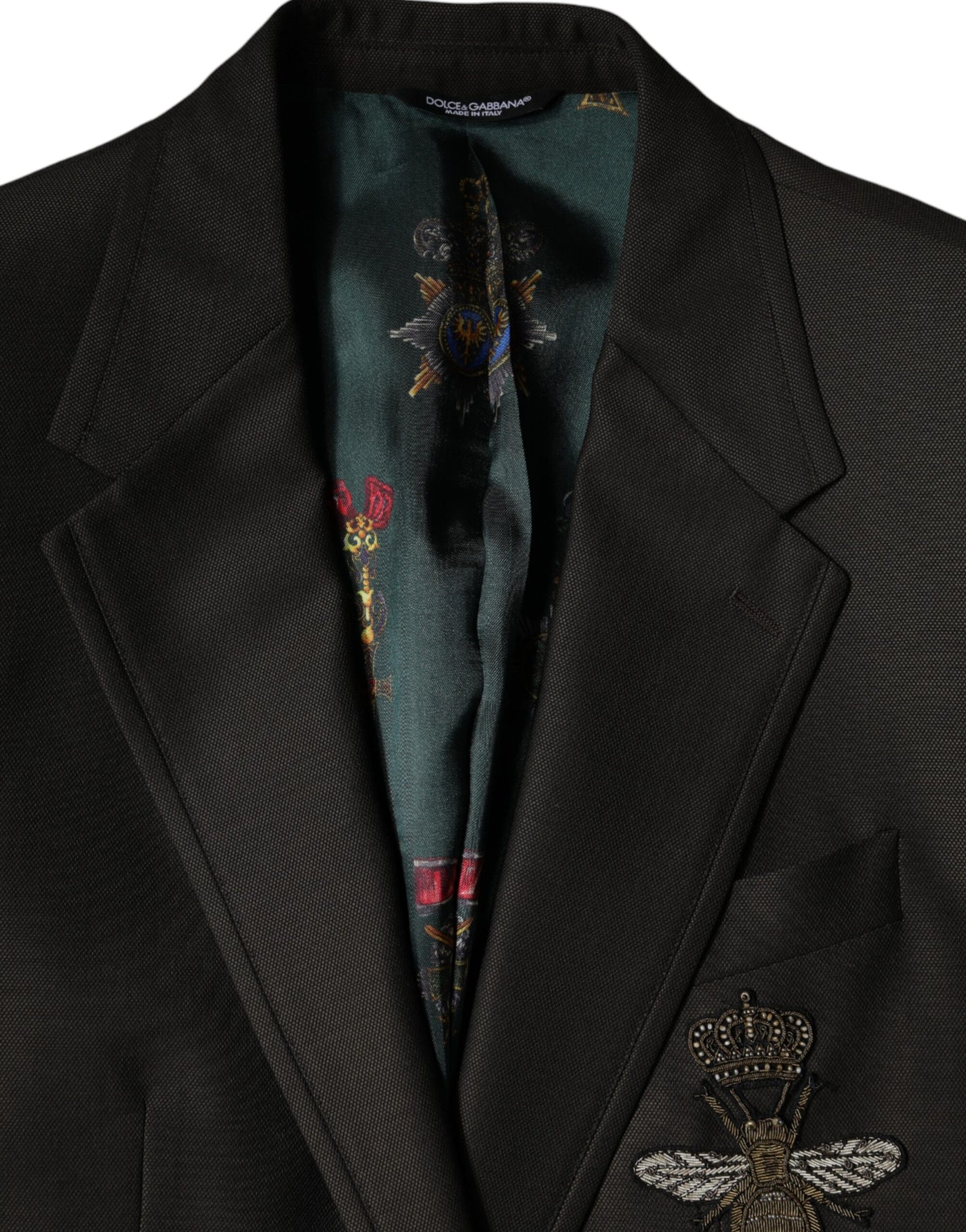 Dolce & Gabbana Blazer Braun Grün Biene Wolljacke Mantel