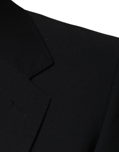 Dolce & Gabbana Schwarzer Wolle 3 Stück Slim Fit Formaler Herrenanzug